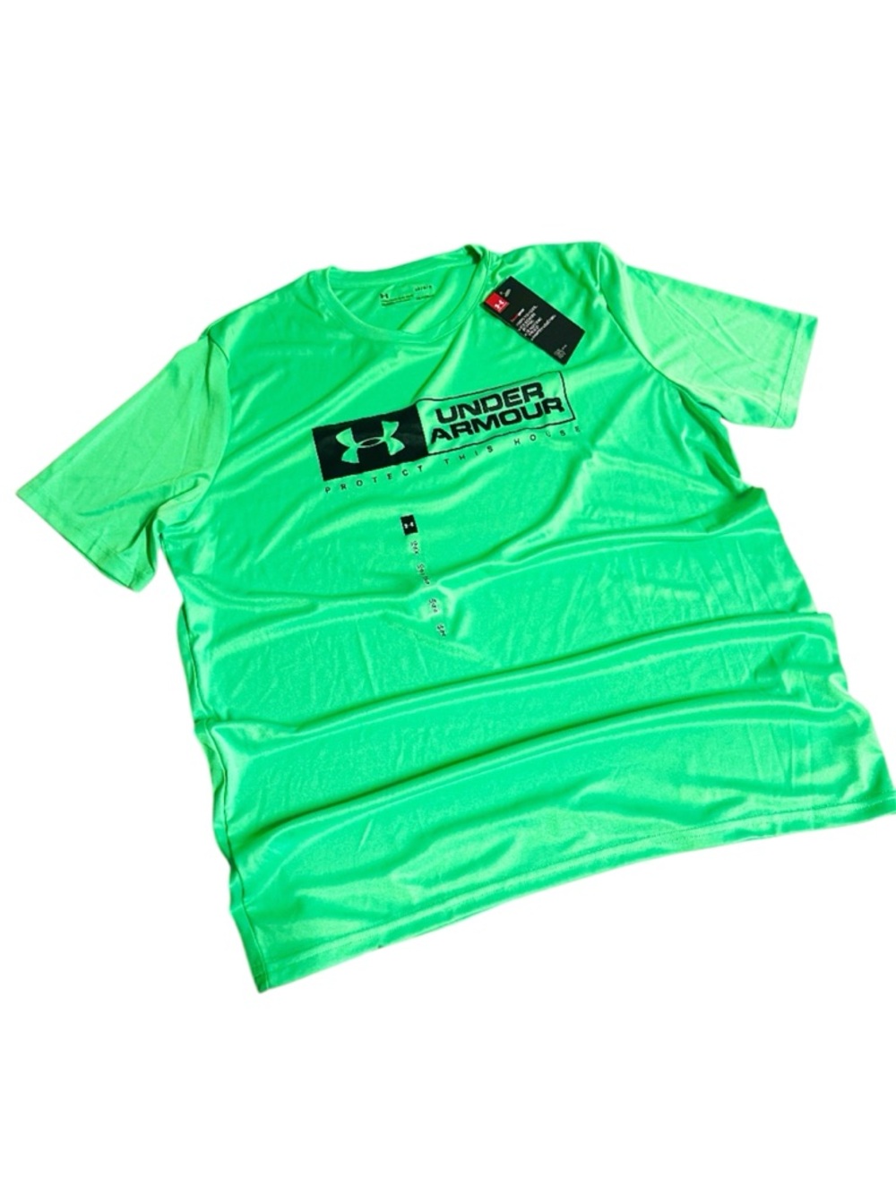 NWT Under Armour Neon Green Logo Tee Large
